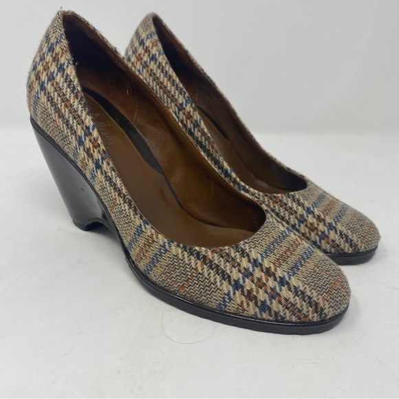 Cole Haan Wedge Heels Tartan Plaid Fabric Upper Size 6 - Picture 8 of 9